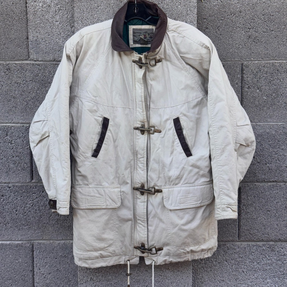 Vintage New York Style Toggle Jacket Beige Brown Size Medium